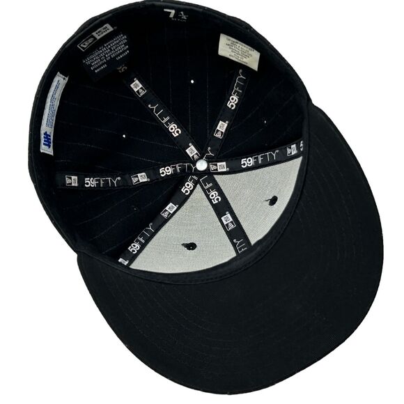 Undefeated x New Era 5 Strikes Hat Baseball Cap Fitted 7 1/4 Black Pinstriped - Picture 4 of 11